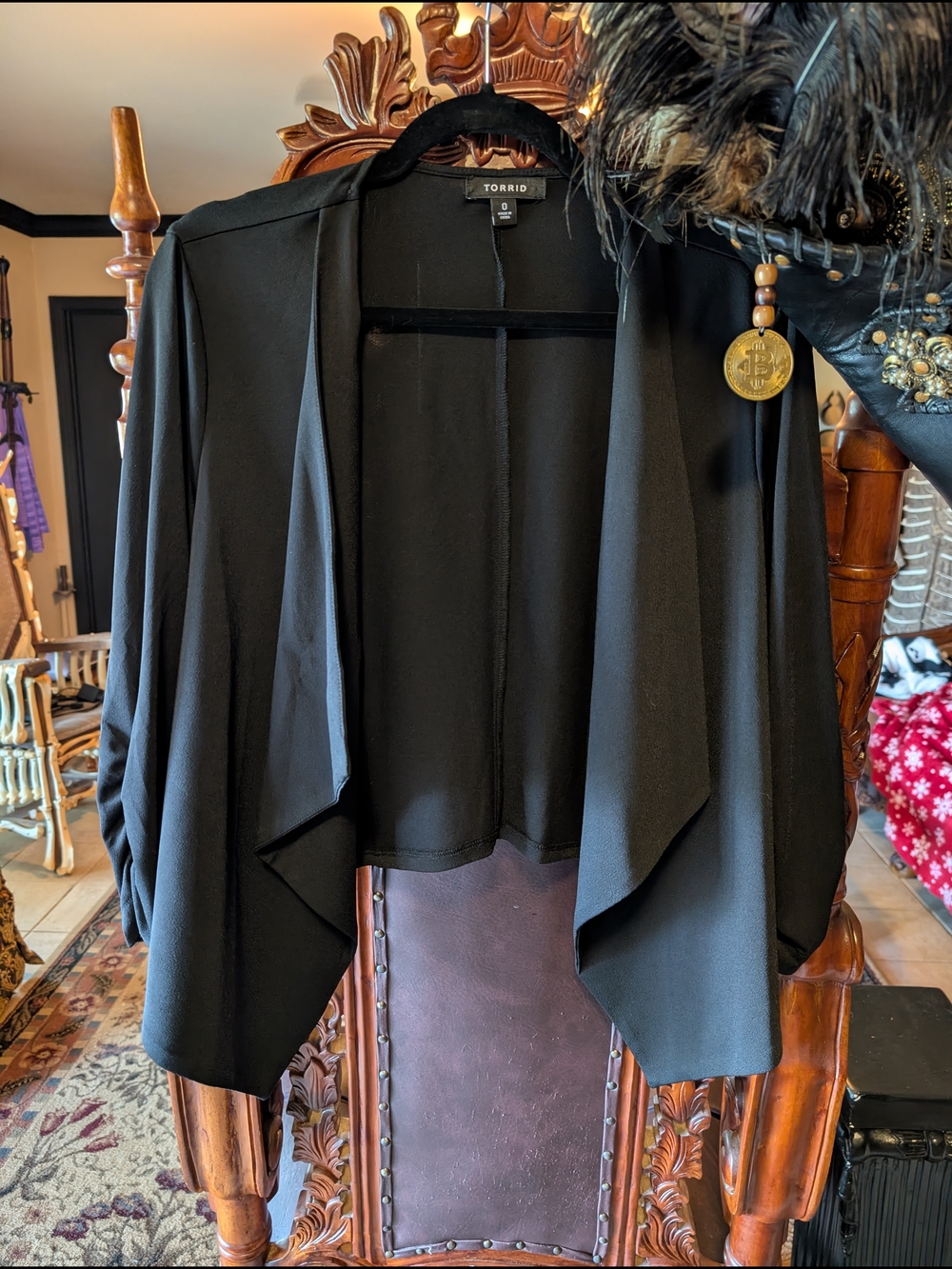 torrid Black Draped Open-Front Blazer